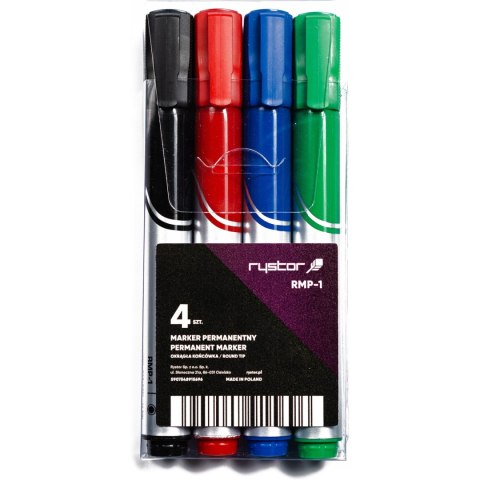 Marker permanentny RMP-1/ABCD 4 szt. RYSTOR 458-204EKO Marker permanentny RMP-1/ABCD 4 szt. RYSTOR 458-204EKO