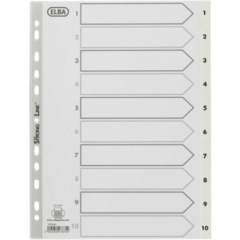 Przekładki numeryczne A4 1-10 białe PP 100204765 OXFORD