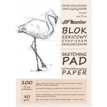Blok szkicownik A3 100k 80g papier jasny 90892 LENIAR Blok szkicownik A3 100k 80g papier jasny 90892 LENIAR
