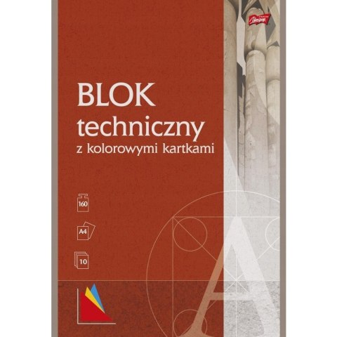Blok techniczny szkolny A4 kolorowy 10 kartek 160g UNIPAP Blok techniczny szkolny A4 kolorowy 10 kartek 160g UNIPAP