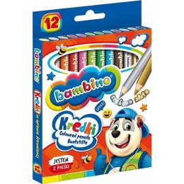 Kredki szkolne z glinki kaolinowej Zestaw 12 kredek 15cm BAMBINO