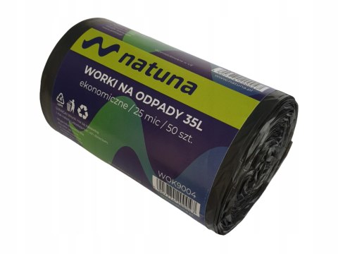 Worki na śmieci 35L 25mic LDPE ekonomiczne NATUNA (50szt) Worki na śmieci 35L 25mic LDPE ekonomiczne NATUNA (50szt)