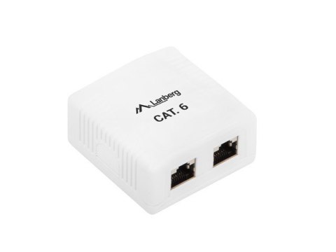 Gniazdo natynkowe 2x RJ45 Kat.6 białe ekranowane Gniazdo natynkowe 2x RJ45 Kat.6 białe ekranowane