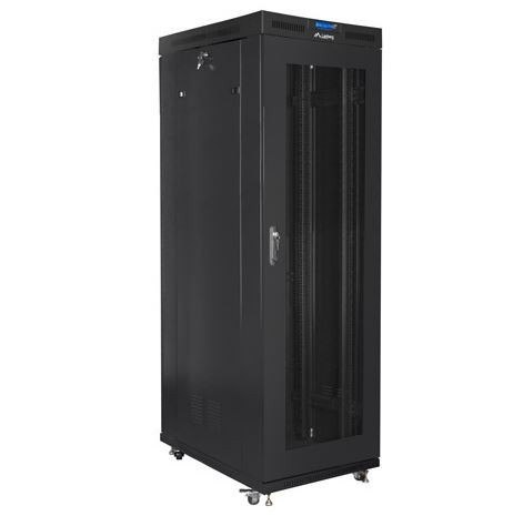 Szafa rack stojąca 19 cali 27U 800x1200 czarna drzwi perforowane LCD FLAT PACK Szafa rack stojąca 19 cali 27U 800x1200 czarna drzwi perforowane LCD FLAT PACK