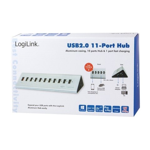 Hub biurkowy 10xUSB 2.0 z zasilaczem Hub biurkowy 10xUSB 2.0 z zasilaczem