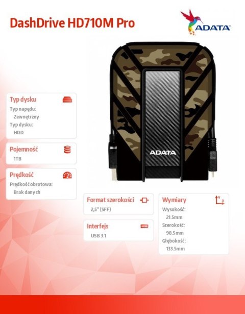 DashDrive HD710M Pro 1TB 2.5'' U3.1 Military DashDrive HD710M Pro 1TB 2.5'' U3.1 Military