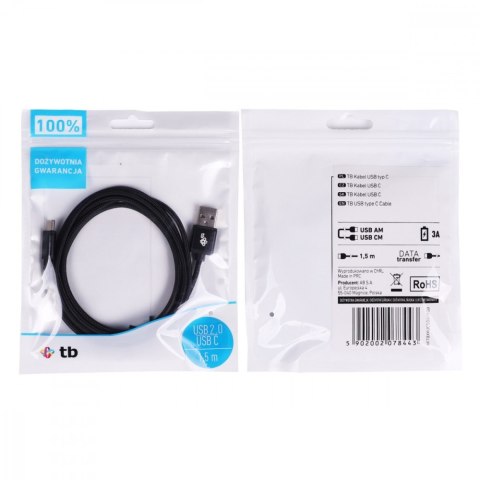 Kabel USB-USB C 1.5m czarny sznurek Kabel USB-USB C 1.5m czarny sznurek