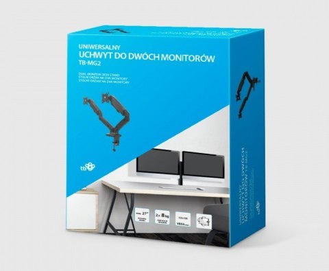 Uchwyt TB-MG2 do dwóch monitorów na sprężynie gazowej do 27 cali 2x8kg Uchwyt TB-MG2 do dwóch monitorów na sprężynie gazowej do 27 cali 2x8kg