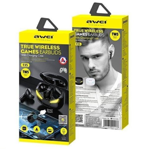 Słuchawki Bluetooth 5.0 T35 TWS + Stacja dokująca -Dla Graczy- czarne Słuchawki Bluetooth 5.0 T35 TWS + Stacja dokująca -Dla Graczy- czarne