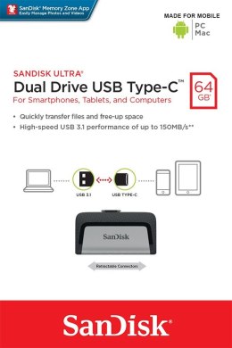 Pendrive Ultra Dual Drive 64GB USB 3.1 Type-C 150MB/s