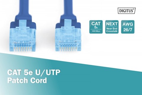 Patch cord U/UTP kat.5e PVC 10m Niebieski Patch cord U/UTP kat.5e PVC 10m Niebieski