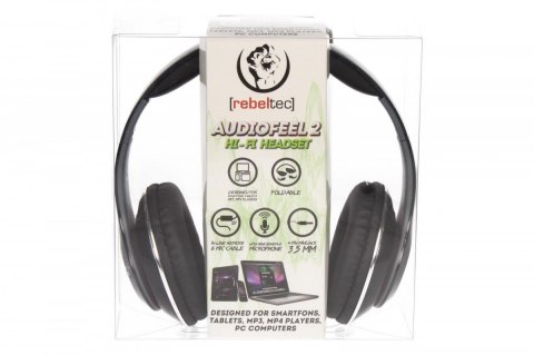 Słuchawki stereo z mikrofonem, 4pin mini jack AUDIOFEEL2 BLACK Słuchawki stereo z mikrofonem, 4pin mini jack AUDIOFEEL2 BLACK